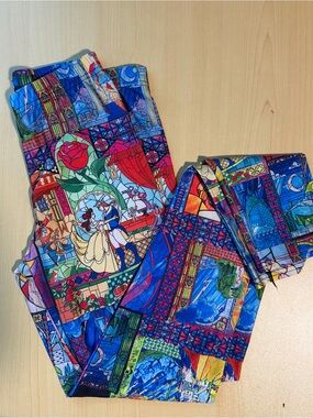 Blue Stained-Glass Print Leggings - Women's Fashion Leggings